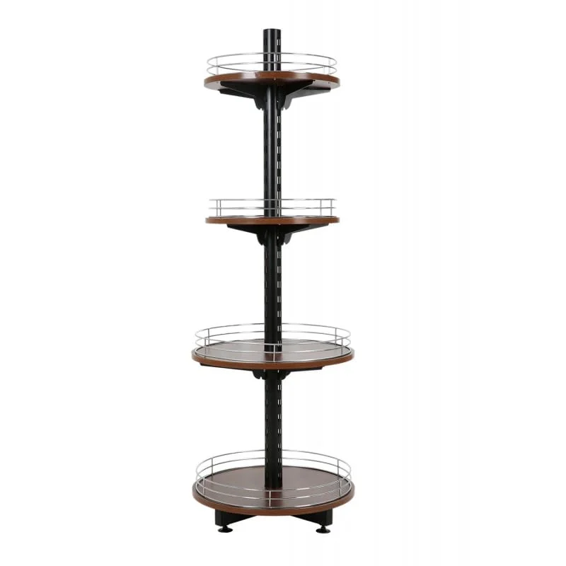 Multi-tier bottle display with round shelf Wine Rack Tower Beverage Rack