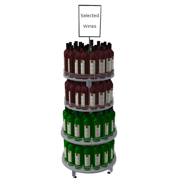 Multi-tier bottle display with round shelf Wine Rack Tower Beverage Rack