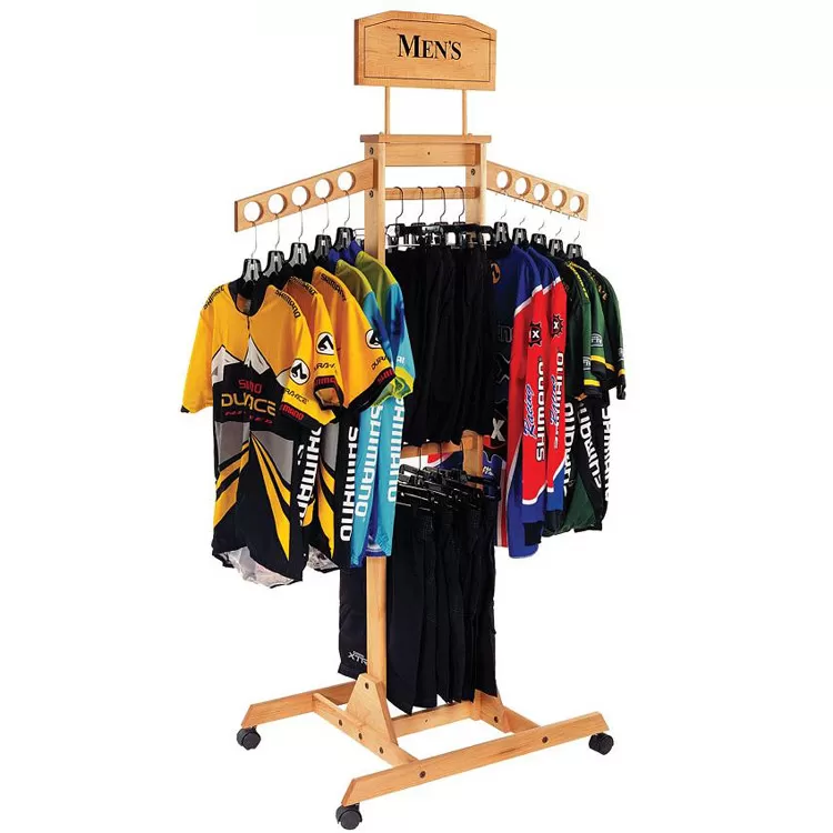 Wooden Shop Fittings and Display Retail Grid Wall Panel Clothing Display With Hooks