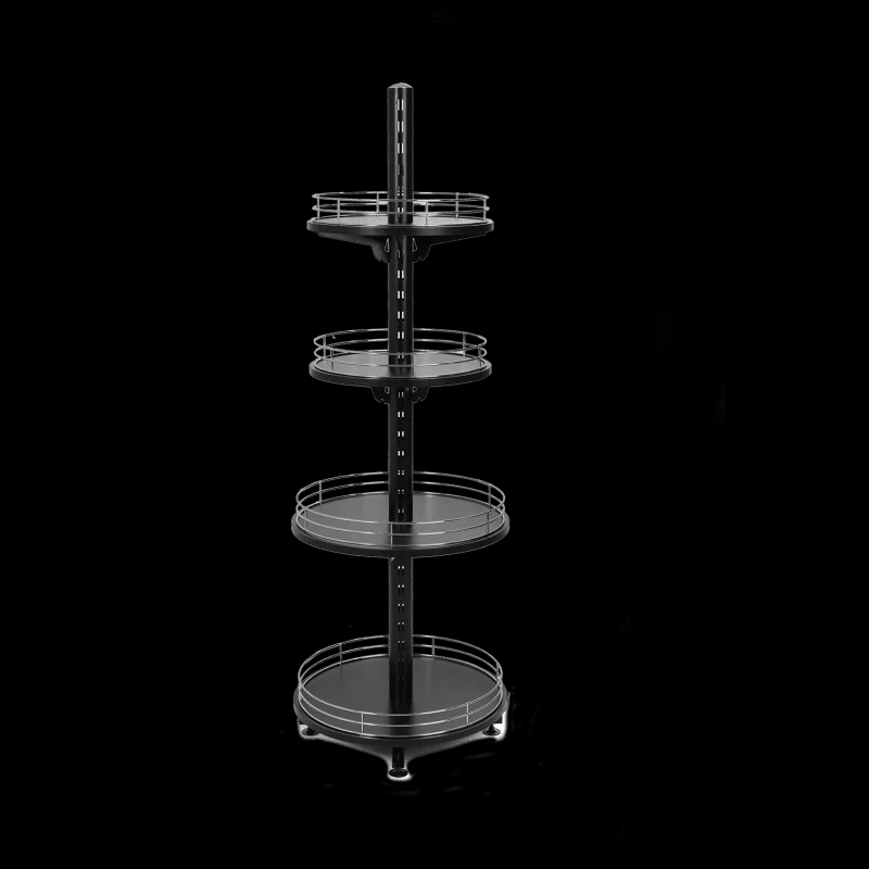 Multi-tier bottle display with round shelf Wine Rack Tower Beverage Rack