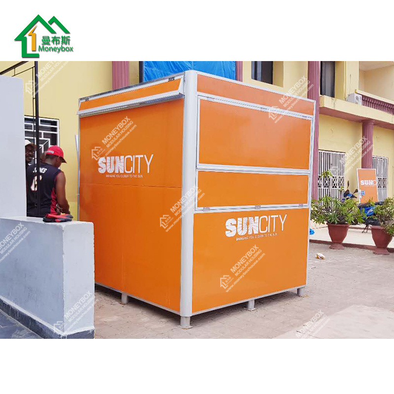 Customized modular prefab eps sandwich panel security booth outdoor mobile shopping mall entrance sales kiosk