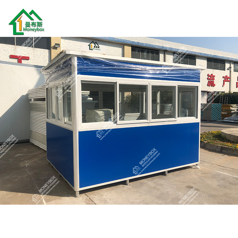 Customized modular prefab eps sandwich panel security booth outdoor mobile shopping mall entrance sales kiosk