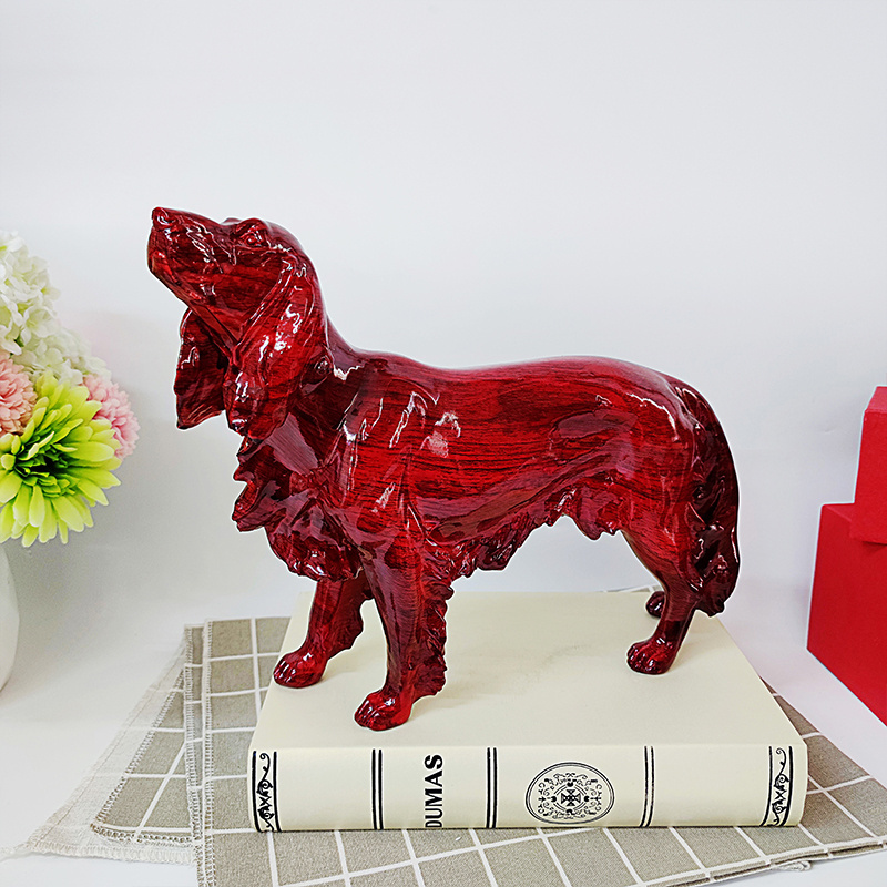 Life-like Ornament Dachshund Sculpture House Decoration Water Transfer Printing Dog Decor Statue