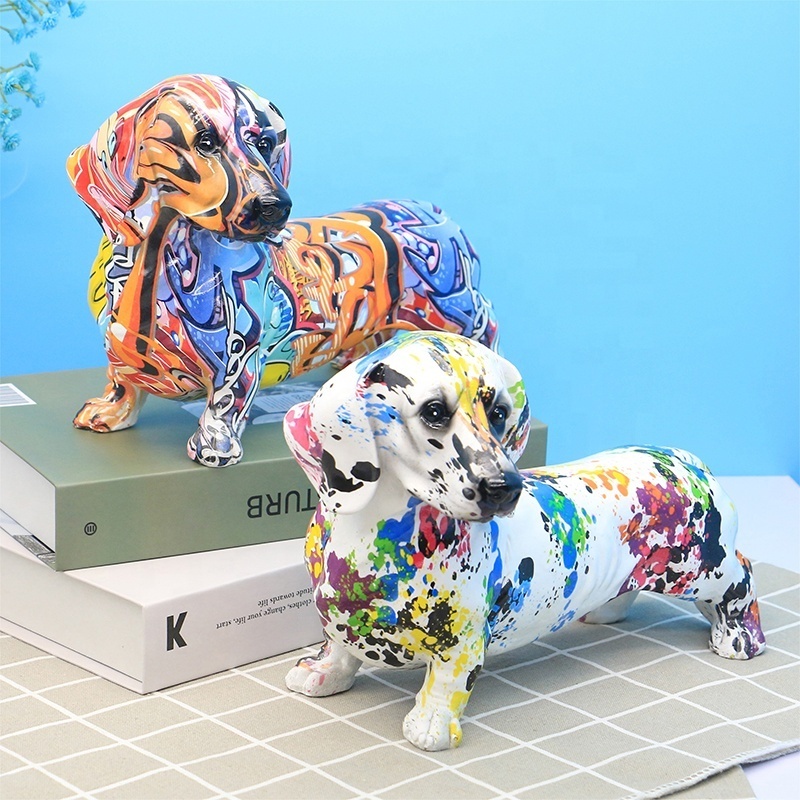 Nordic Home Decor Dachshund  Dog Statue For  Modern Desktop Ornament