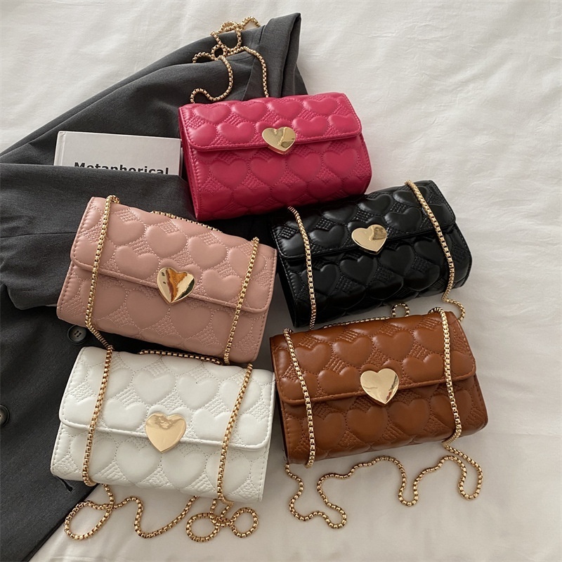 Wholesale PU Leather Pillow-shaped Handbags Ladies Pure Color Sling Bag Women Hearts Indentation Shoulder Bags for Girls