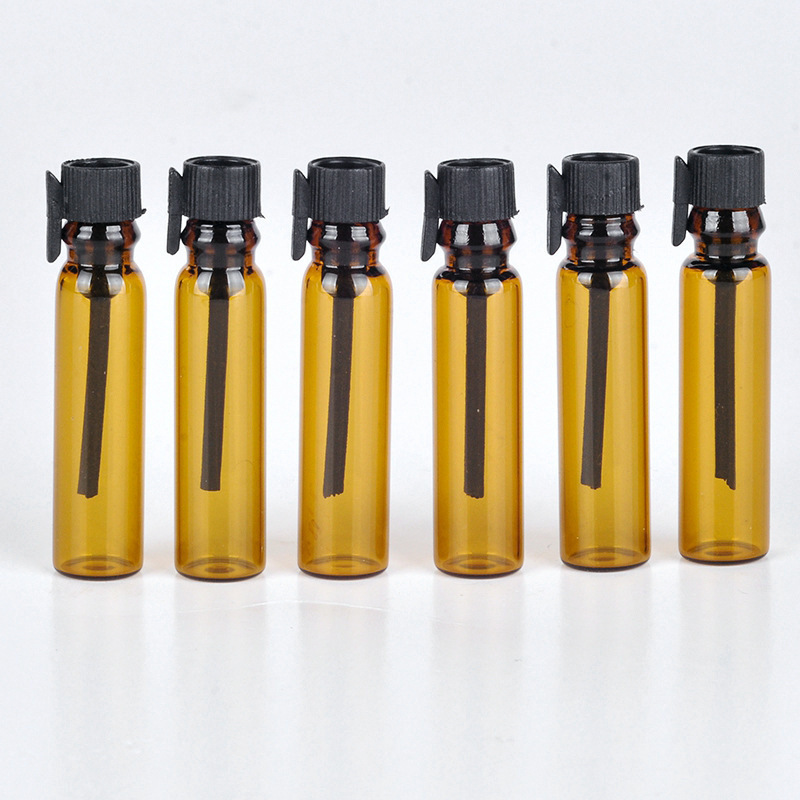 Brown Mini Glass Perfume Small Sample Vial Perfume Bottle 1ml Empty Laboratory Liquid Fragrance Test Tube Trial Bottle