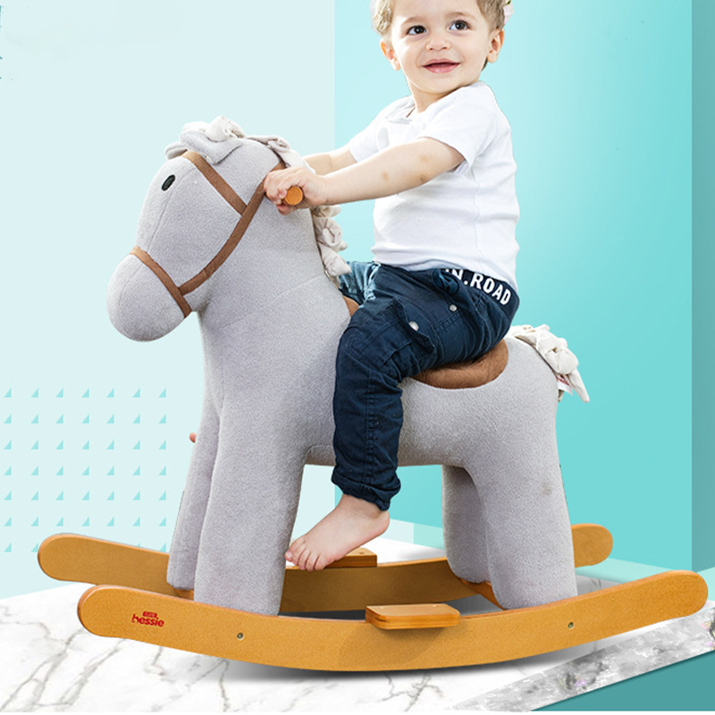 Mountable Wooden Nordic Style Classic Grey Rocking Horses for Children