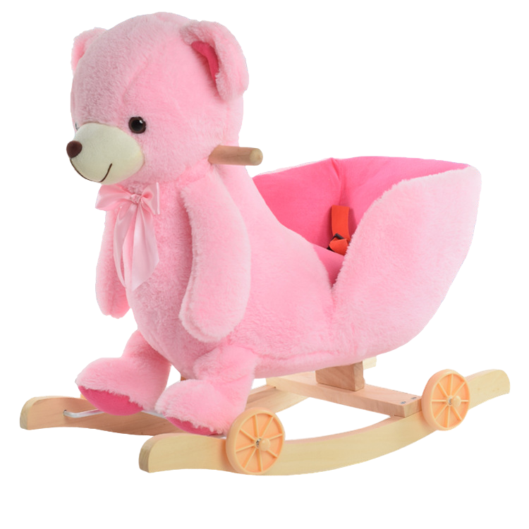 Custom Soft Plush Bear Rocking Horse Stuffed Animal Riding Toy with Music Box