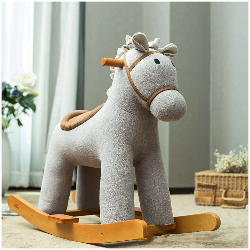 Mountable Wooden Nordic Style Classic Grey Rocking Horses for Children