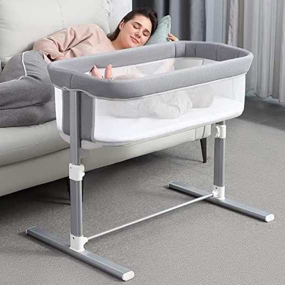 Baby Portable Travel Steel Bedside Bassinet Small Bed Carry Cot