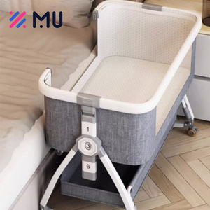 Baby Multifunction Adjustable Swing Rocking Bed Bedside Crib with Basket