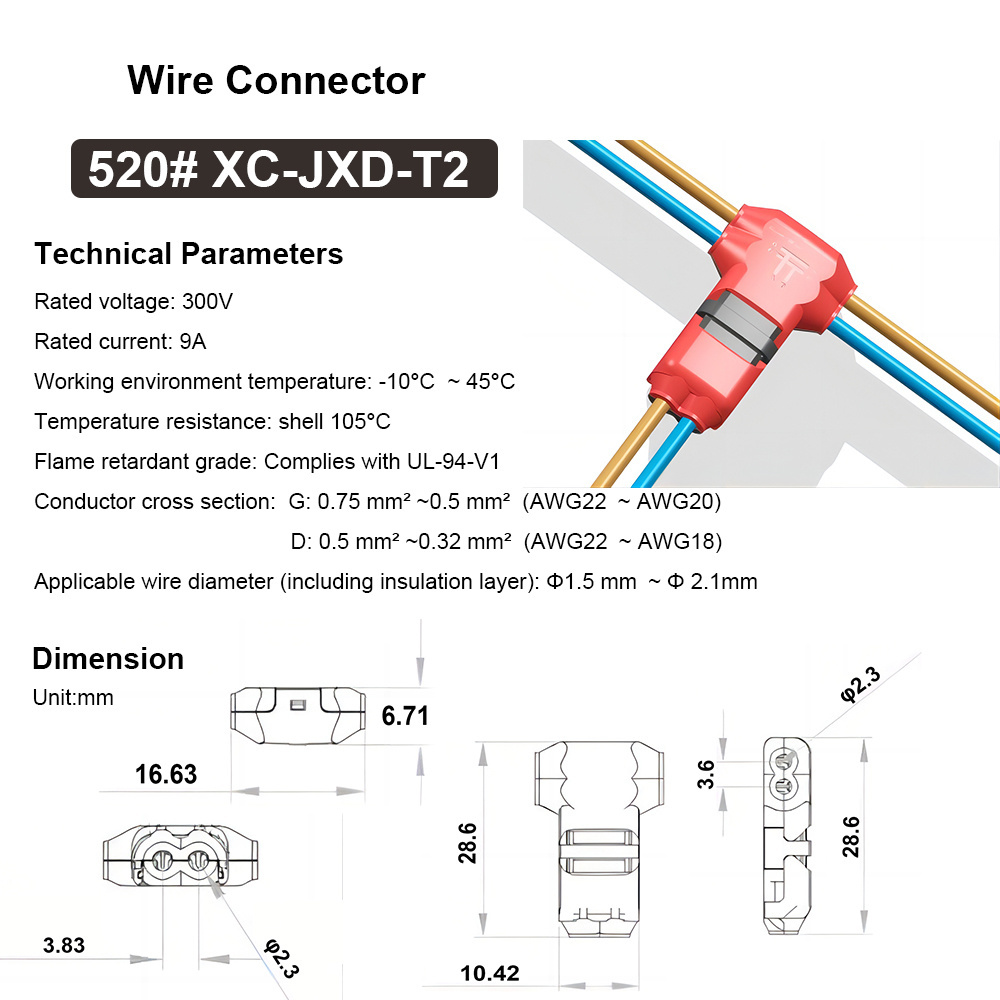 H Shape Quick Splice Wire Wiring Electrical Connector for 2 Pin 22-16 AWG LED Strip Cable Crimp Terminal Blocks Conductor