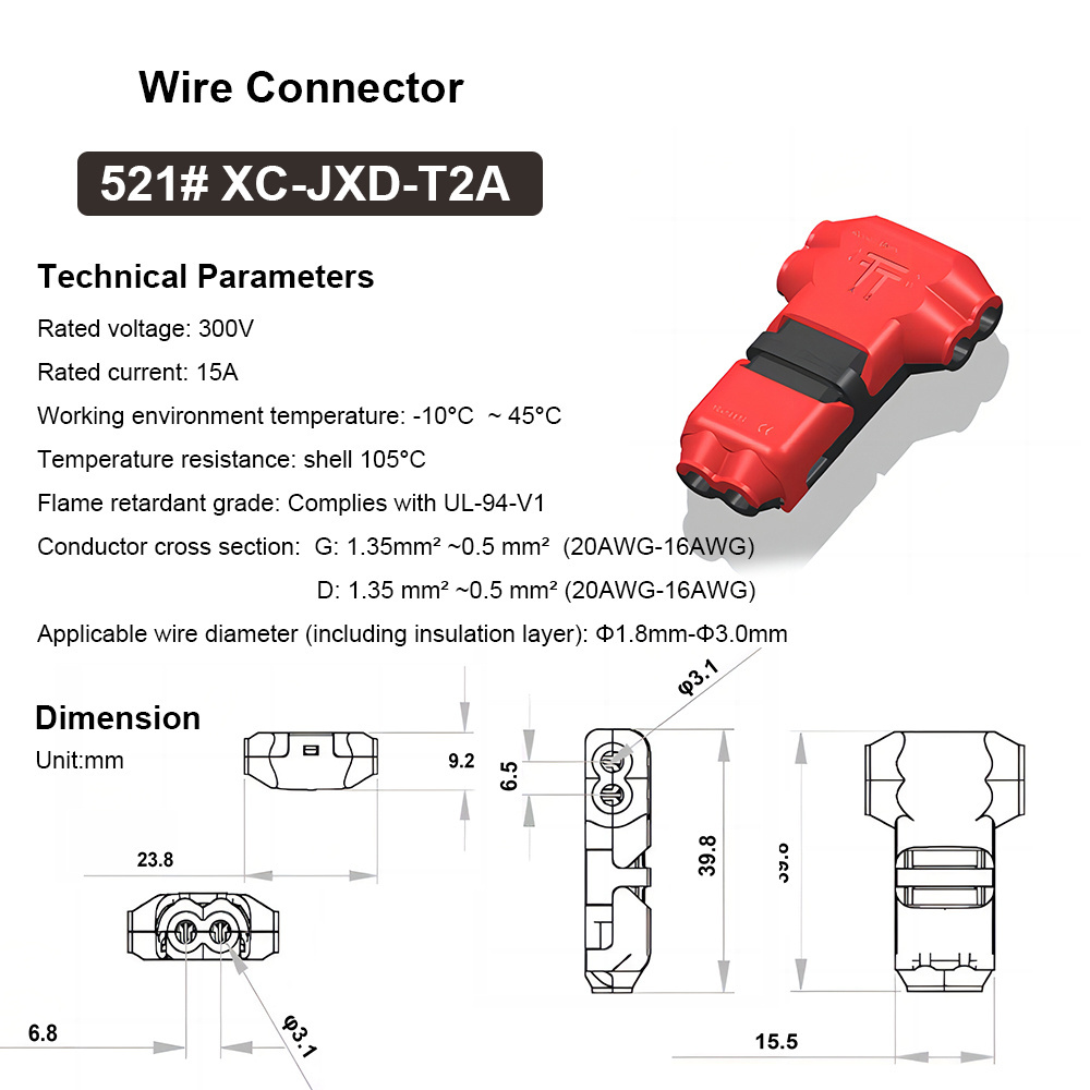 H Shape Quick Splice Wire Wiring Electrical Connector for 2 Pin 22-16 AWG LED Strip Cable Crimp Terminal Blocks Conductor