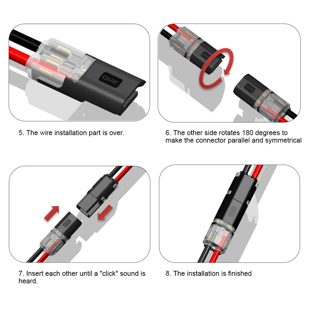 No Wire-Stripping Required 2 Pin 2 Way Pluggable LED Wire Connectors Universal Compact Quick Splice Wire Terminals for AWG 22-18