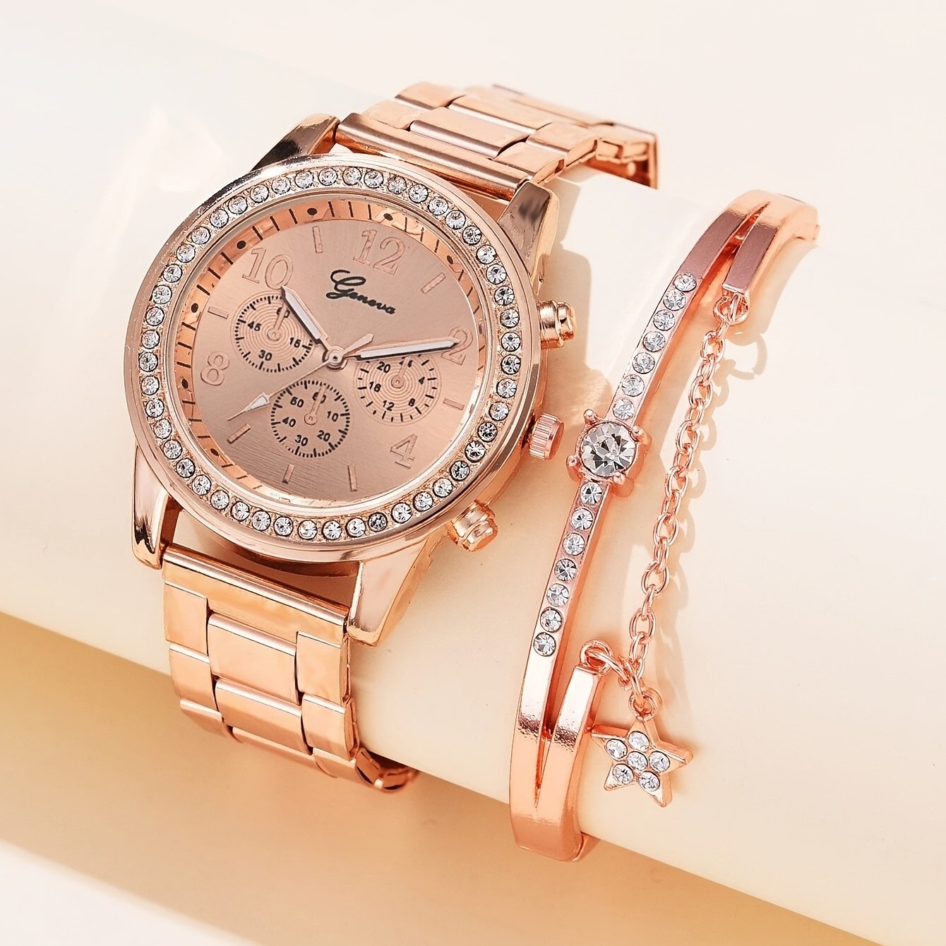 Mechanical Watch Steel Band Women's Watch Casual Korean Version Trendy Two-Piece Bracelet Quartz Watch