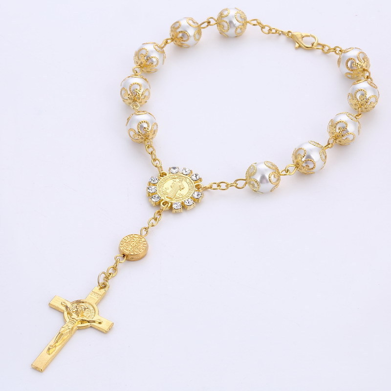 Rosary Rosaries Religious Catholic Bracelet Charm Fashion Jewelry Prayer Beads Bracelet Pearl Pendant Bangles