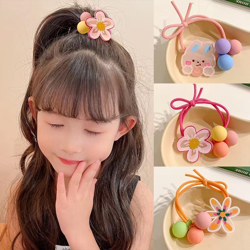 Korean Fashion Elastic Cute Animal Hair Accessories Baby Cartoon Flower Butterfly Hair Tie Fabric Scrunchy for Children Girls