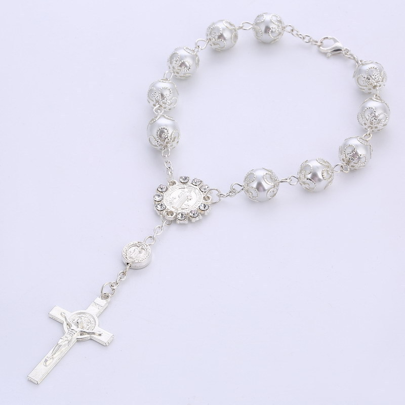 Rosary Rosaries Religious Catholic Bracelet Charm Fashion Jewelry Prayer Beads Bracelet Pearl Pendant Bangles