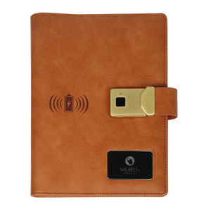 Smart diary notebook with fingerprint lock wireless charger power bank diary pen drive smart power bank notebook