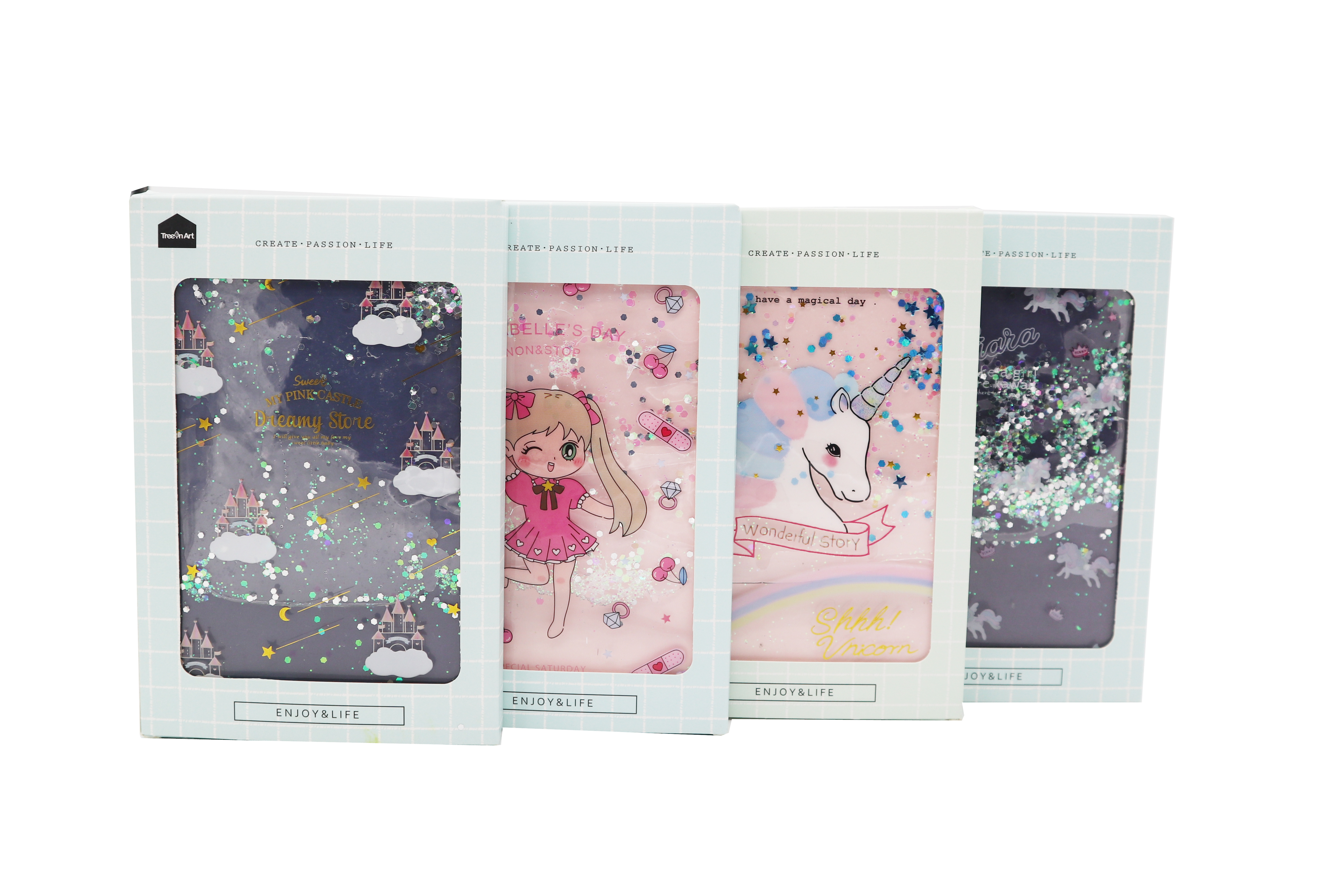 School New  Shiny Liquid PVC diary cover A5 Boxed  Cartoon journal for  Girl