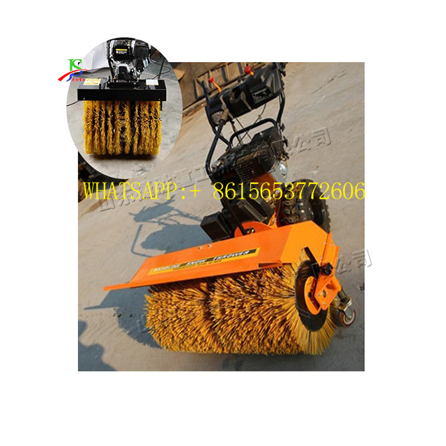 Small gasoline  snowplough snowplow brush type snow clearing tool artificial lawn green carding machine