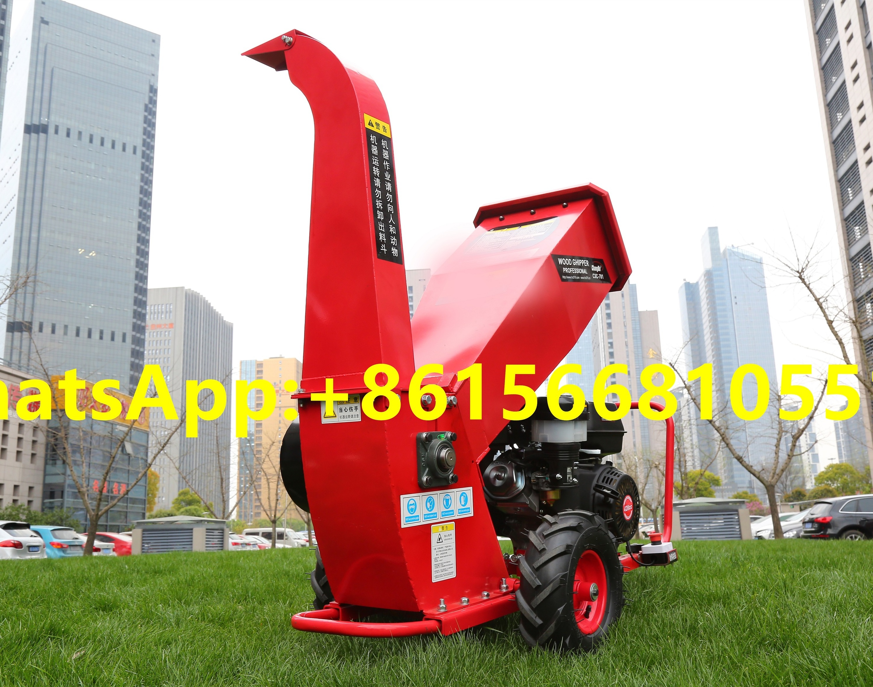 13HP 389CC  4 Stroke Gasoline Engine Powered Drum Wood Chipper Shredder Machine  Branches/leaves/weeds/straw crusher