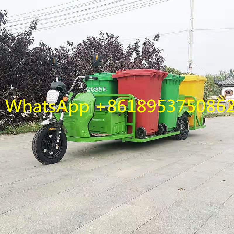 2021 new product four dustbins for sorting and collecting trash electric garbage tricycle