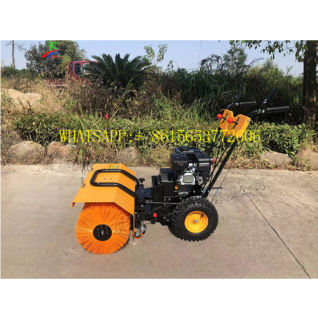 Small gasoline  snowplough snowplow brush type snow clearing tool artificial lawn green carding machine