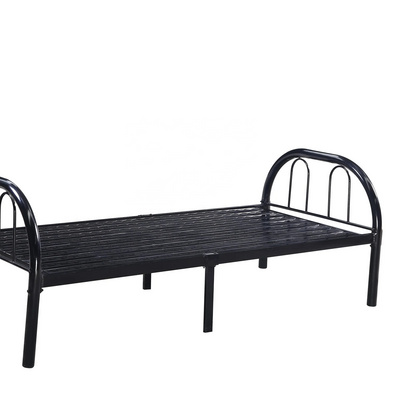 cheap price black metal bed adult portable folding bed steel iron metal single bed frame