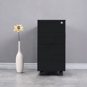 Hot selling A4 File storage shelf metal filing office use locker cabinet mobile pedestal cabinet 3 drawer moving cabinet