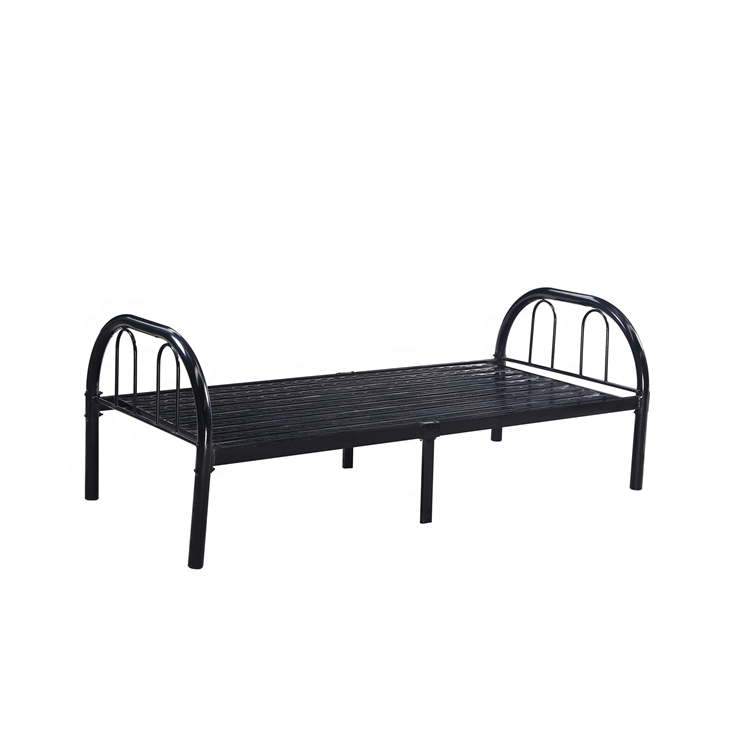 cheap price black metal bed adult portable folding bed steel iron metal single bed frame