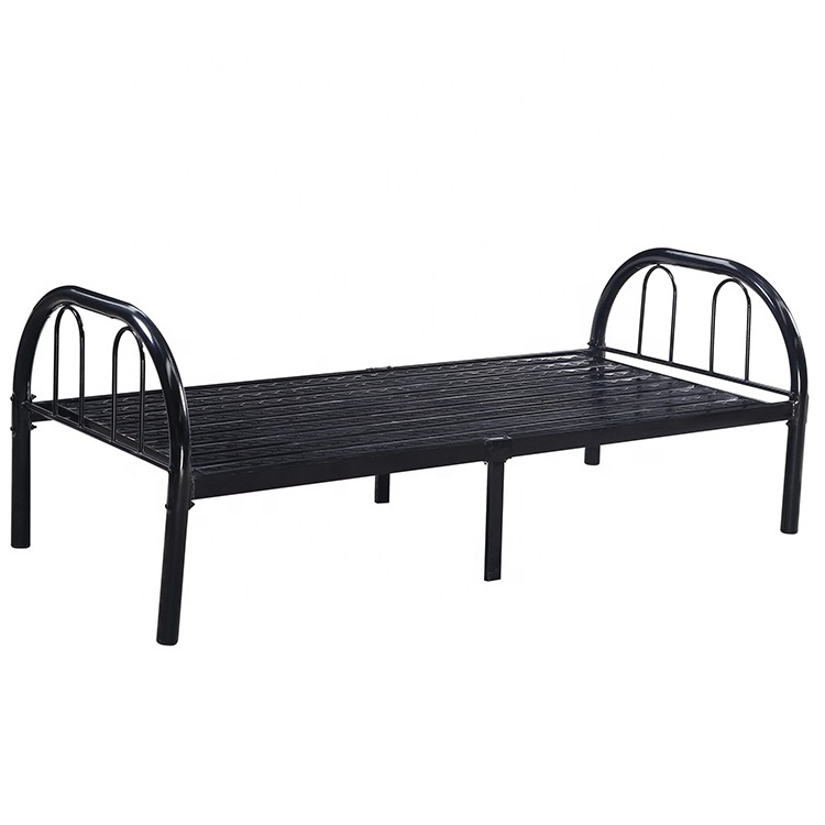 cheap price black metal bed adult portable folding bed steel iron metal single bed frame