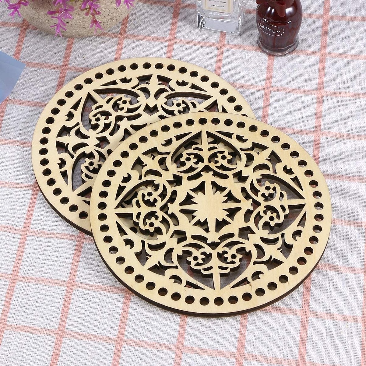 MCH Wooden Basket Bottoms DIY Knitting Crochet Bag Bottom  Craft Making Basket Weaving Crochet Basket Circle Blank