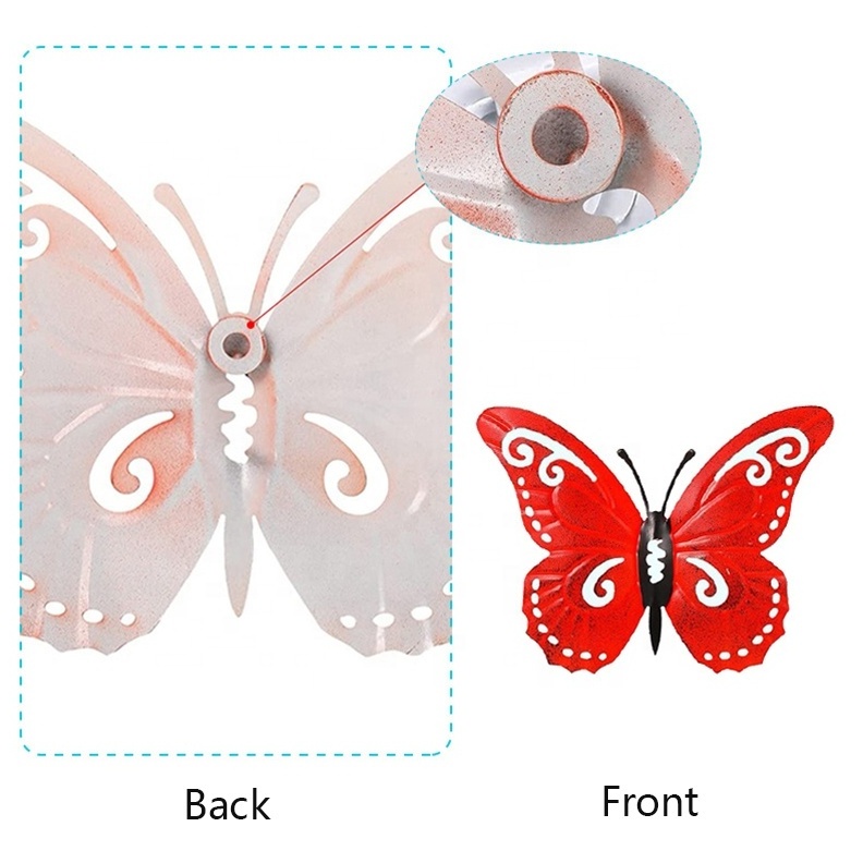 3 Pack Metal Butterfly Wall Hanging Insects 3D Crafts Iron Art Butterfly Outdoor Garden Iron Decoration