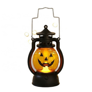 Cute Decorative Pumpkin Lantern Lamp Led Vintage Oil Electronic Lamp Halloween Festival Outdoor Pumpkin Camping Lantern