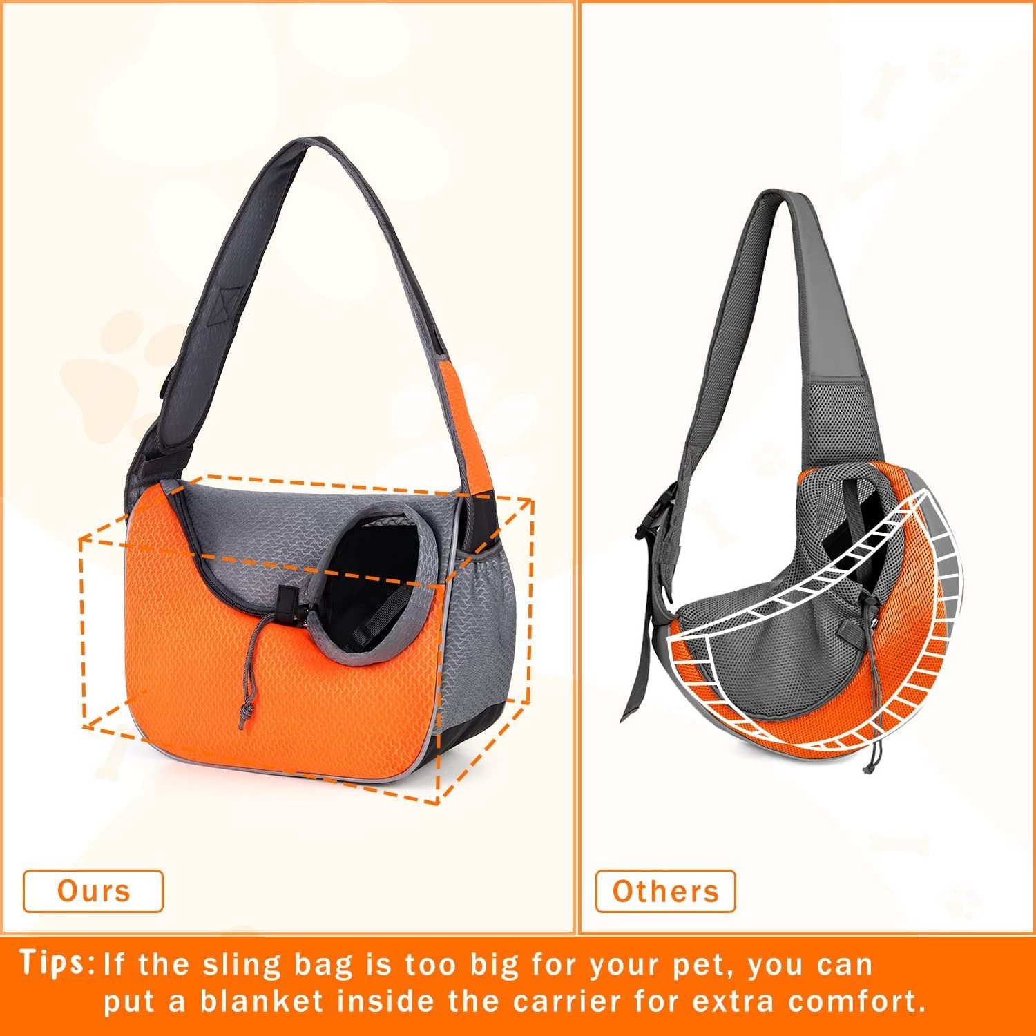 Custom Large Pet Dog Sling Carrier Travel Hands-Free Puppy Pouch Pet  Cat Carriers with Bottom Breathable Doggy Carrier