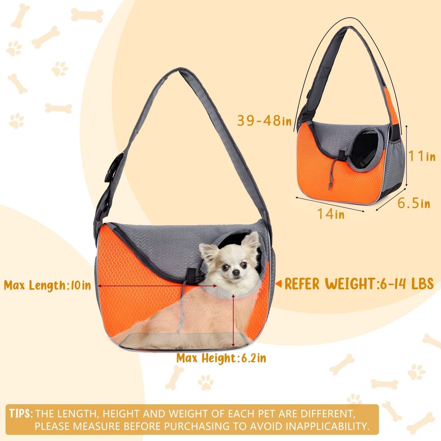 Custom Large Pet Dog Sling Carrier Travel Hands-Free Puppy Pouch Pet  Cat Carriers with Bottom Breathable Doggy Carrier