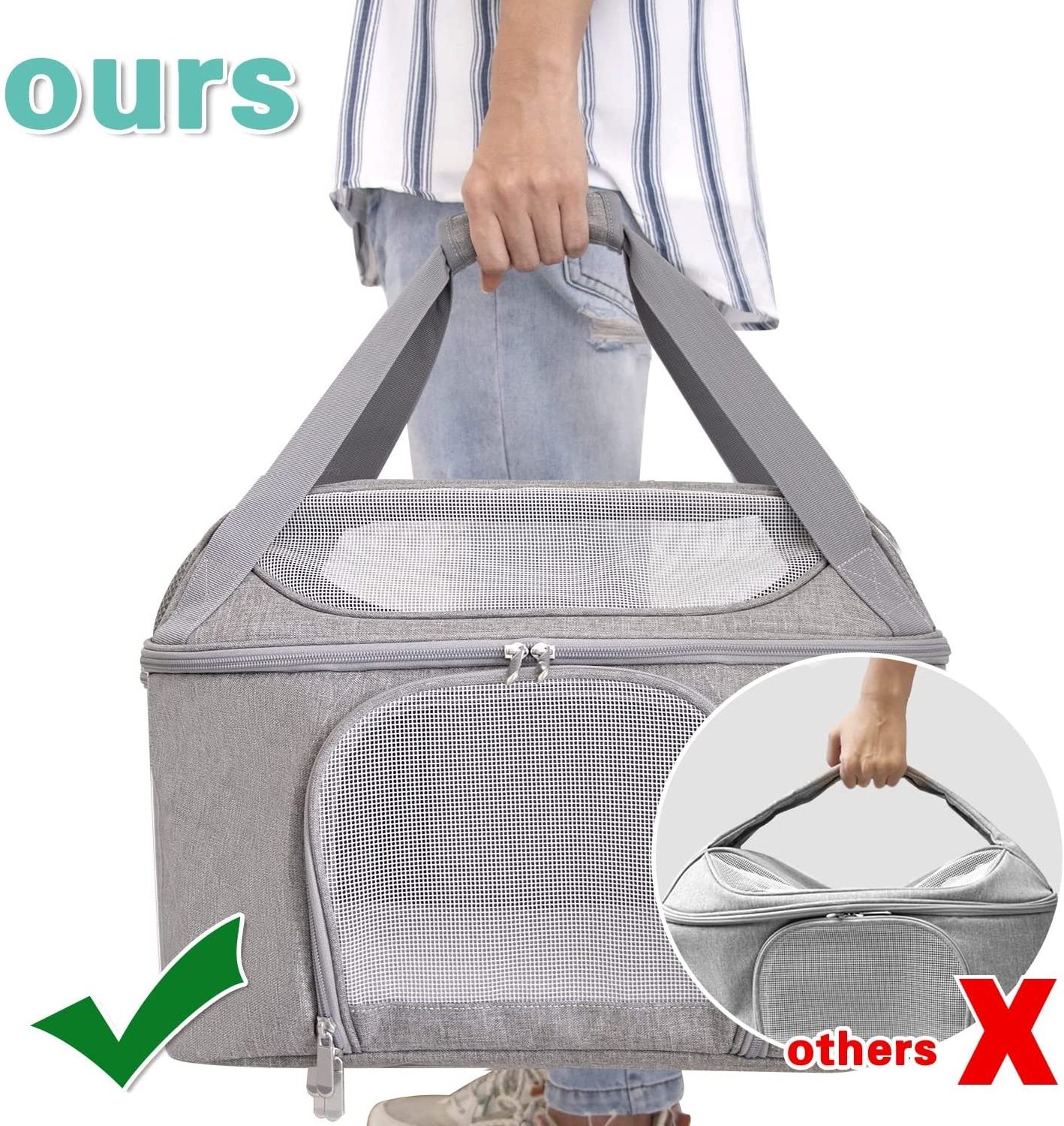 High Quality Pet Carrier Bag Two door top load hard side Pet Travel Carrier Bag Airline Approved  Breathable