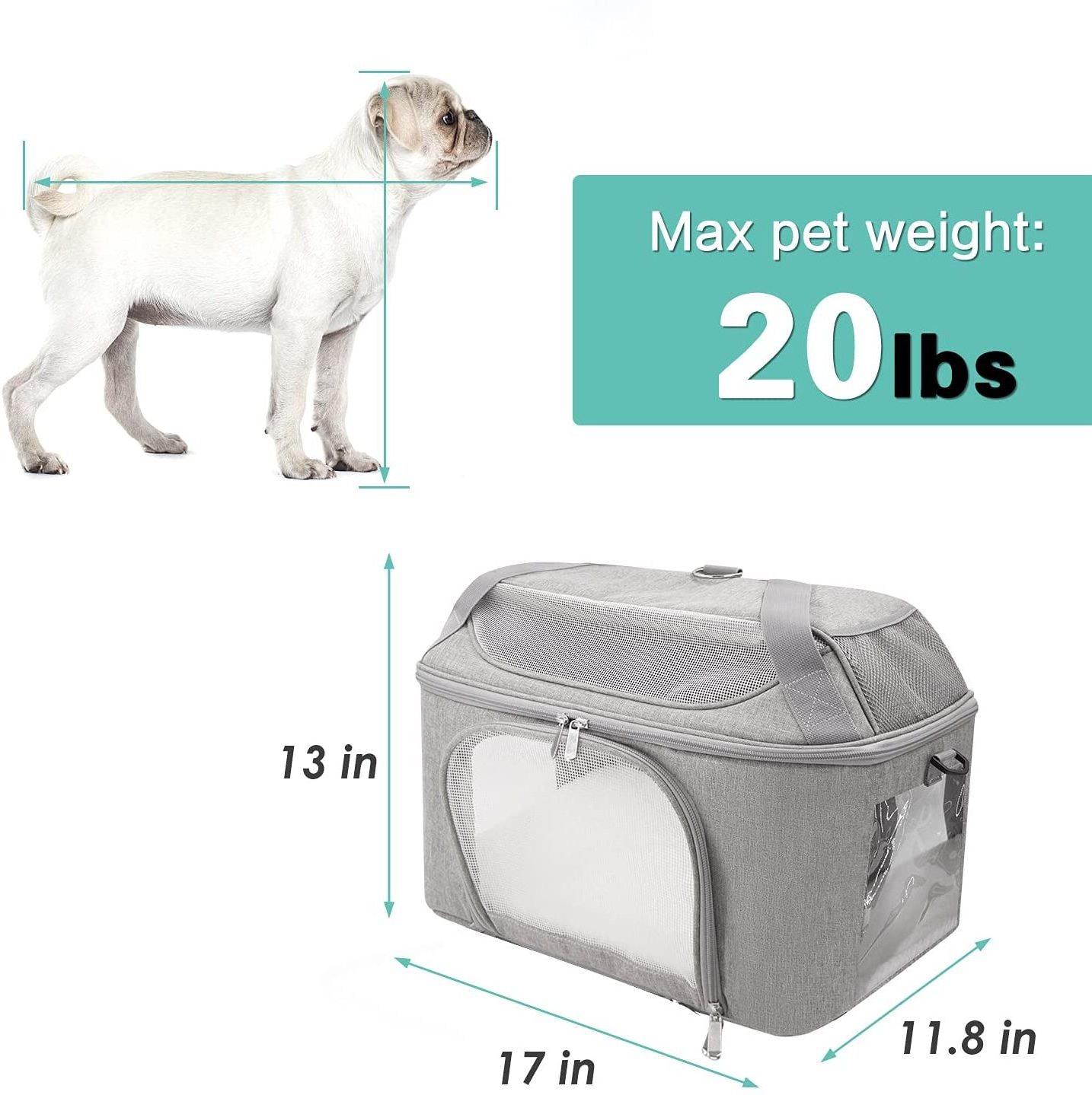 High Quality Pet Carrier Bag Two door top load hard side Pet Travel Carrier Bag Airline Approved  Breathable