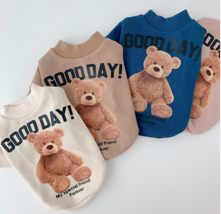 Autumn And Winter Bear Pet Clothes Sweatshirts With Teddy Patterns Warm Fashion Pet Supplies Clothes