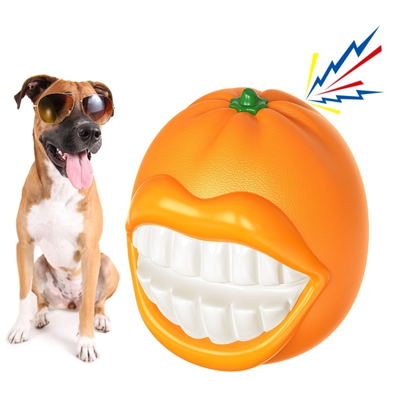 Pet products on Amazon Pet  toy Vocal teething ball orange smiley face dog toy