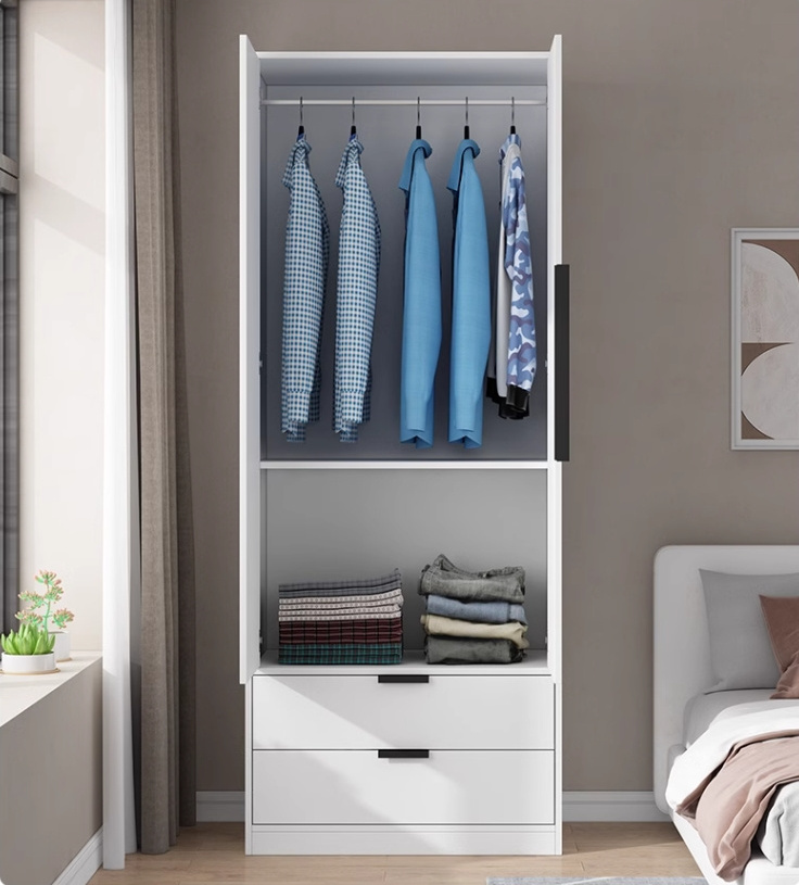 Modern white wood large space wardrobe design with drawers free standing storage wardrobe closet for bedroom