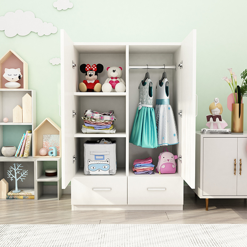 Wholesale good small wooden wardrobe and closet with toy storage drawers designs for toddler and kids