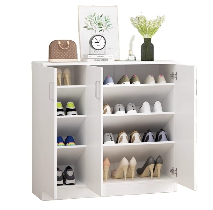 Modern living room Cheap wooden Shoe Box modern design shoe storage rack cabinet with slanted shelf