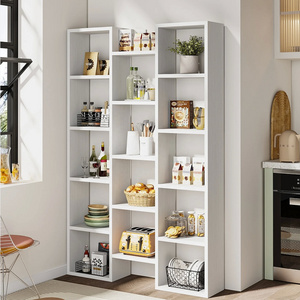 Modern Tall 5-Shelf Storage Bookshelf organizer with 14-Cube Display Book Shelf for Living Room furniture