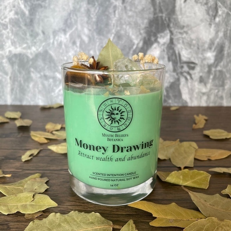 Attract Wealth Abundance and Prosperity Money Drawing Money Drawing Manifestation Candle