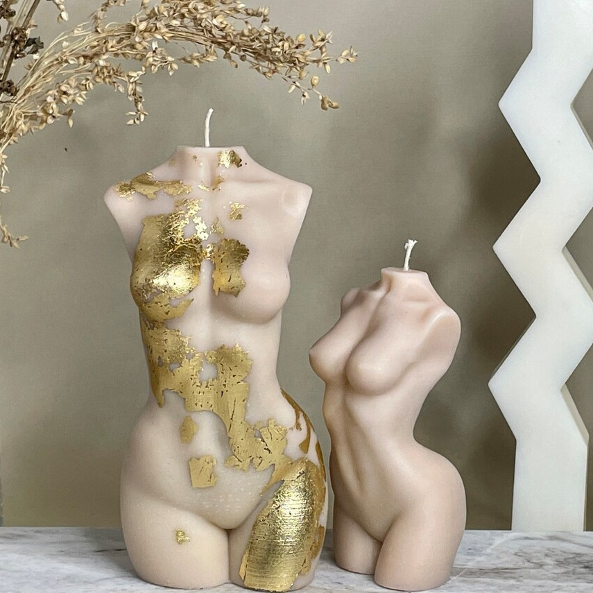 nude gold white black candle Scented female woman body soy wax Large Torso Candle