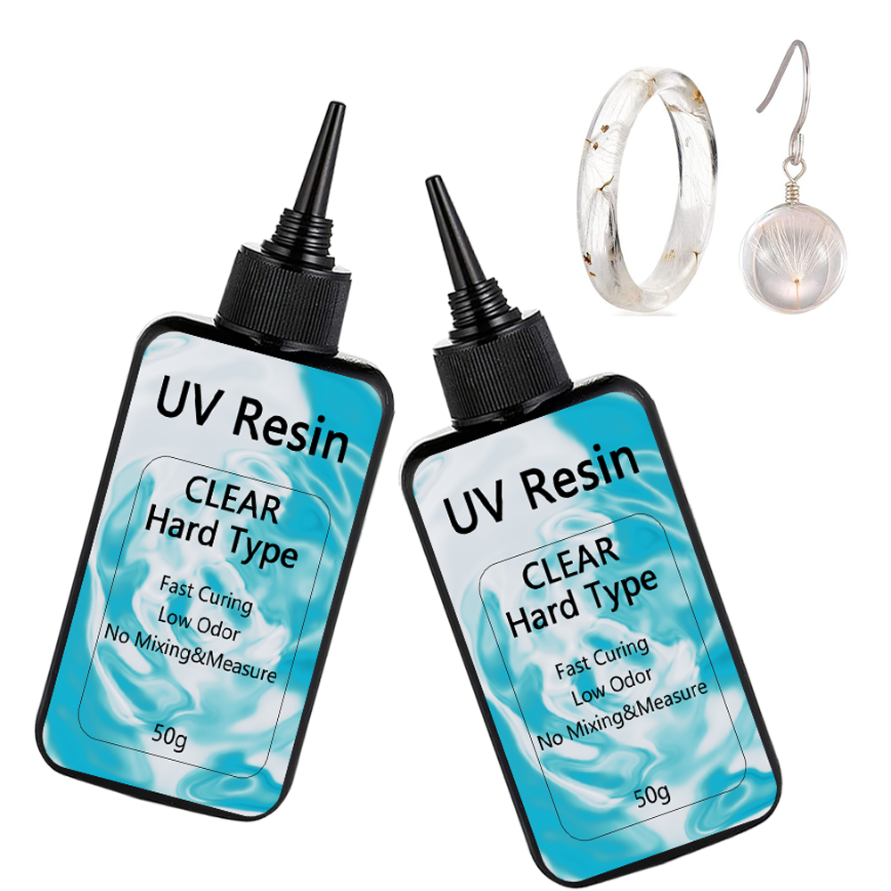 UV Resin 50G Upgrade Crystal Clear Hard Glue Ultraviolet Curing Epoxy Resin for Jewelry Making