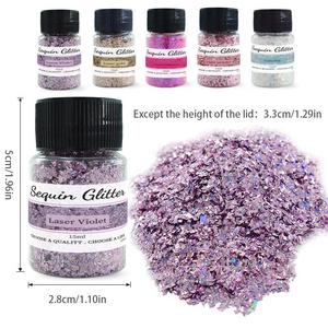 Safe Innocuity 2*2mm Glitter Powder 5 Colors/Set 15ml/Bottle Super Shiny Glitter Powder For Cosmetics/Paint