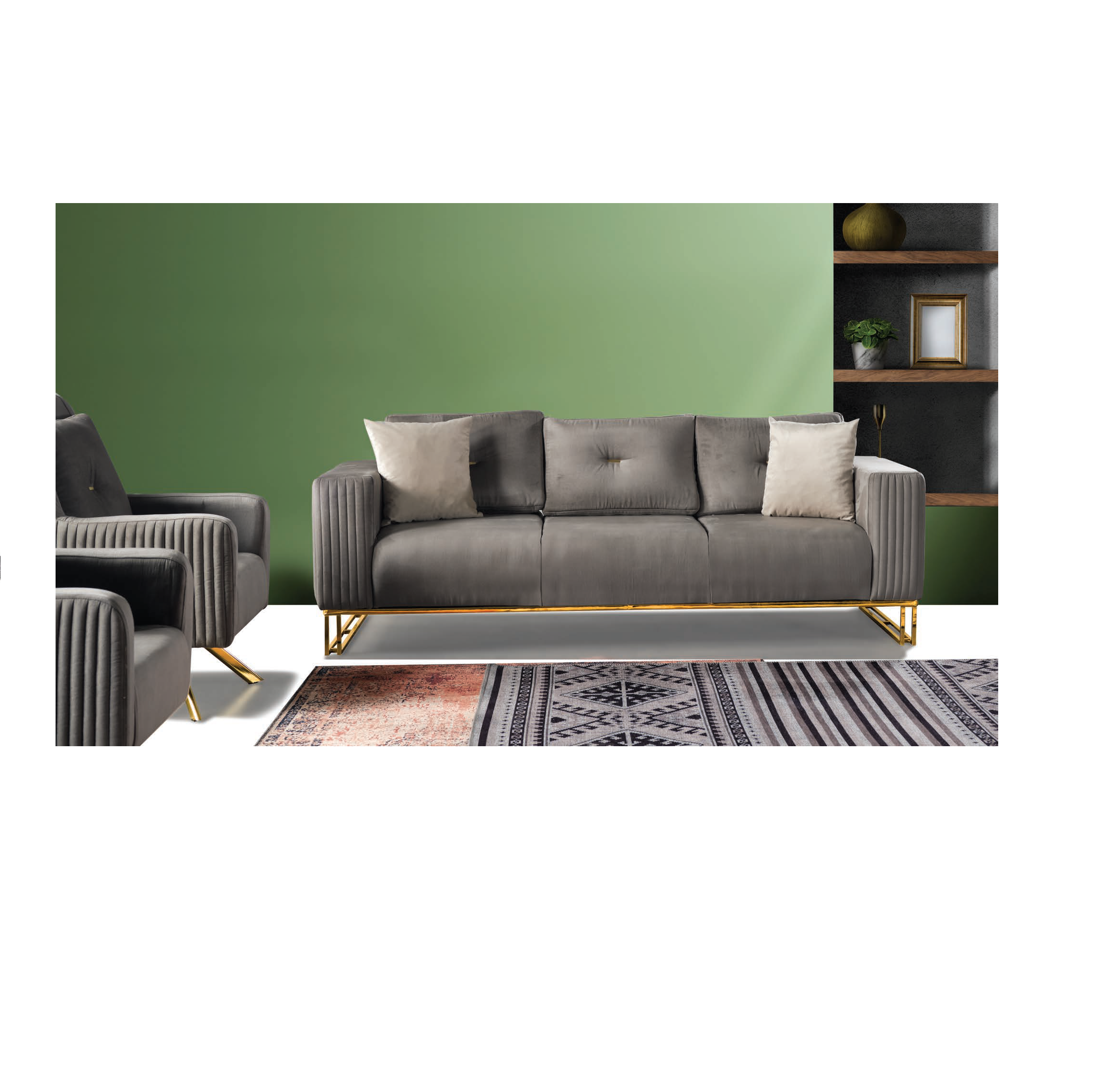 Bien Sofa Set The Elegance with Golden legs That Modern Style Adds to Your Room Living Room Sofa Set - Made in Turkey